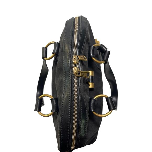 Vintage Yves Saint Laurent Rive Gauche Muse Tote Black Canvas Leather Italy - Picture 9 of 16